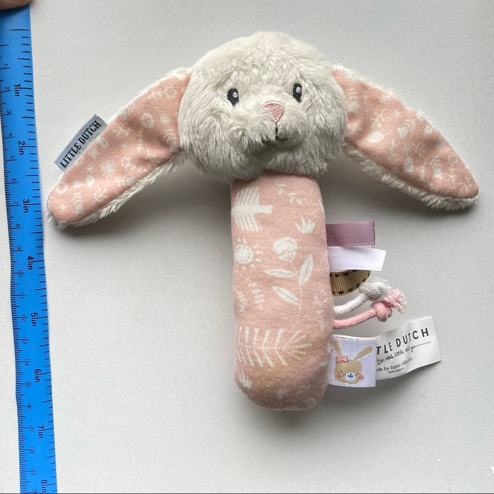 Little Dutch Pink Rabbit Rattle Toy - Picture 6 of 8